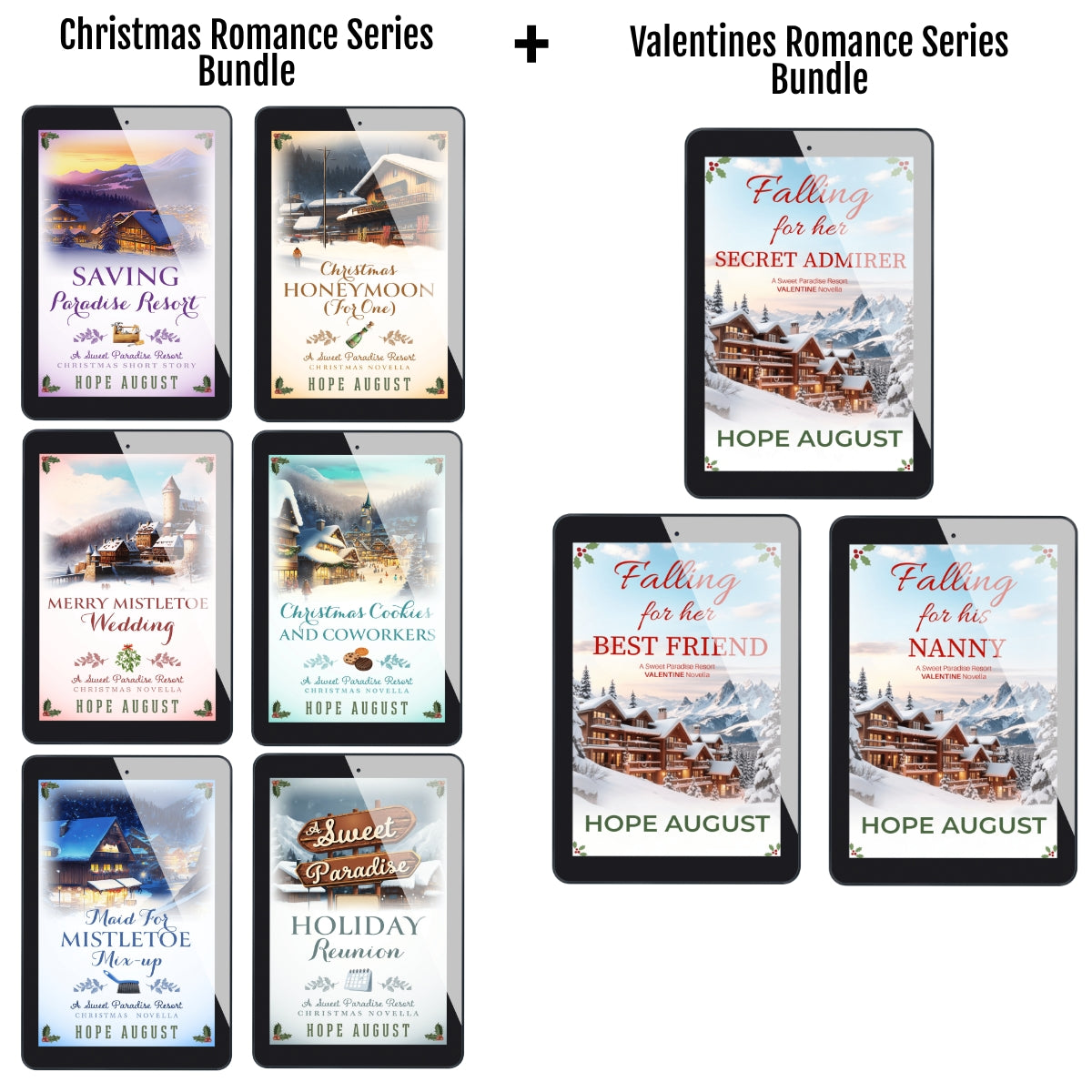 Ultimate Sweet Paradise Resort ebook bundle — all nine clean holiday romance  Christmas and Valentine series by Hope August